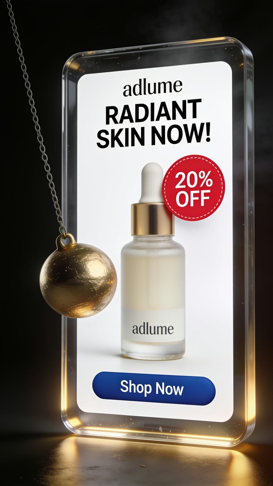A dated fictional skincare advertisement before the Adlume rebuild